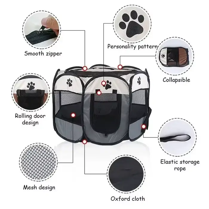 Tente pliable pour animaux de compagnie, poignée Durable, maison pour chat, tissu Oxford, clôture oc