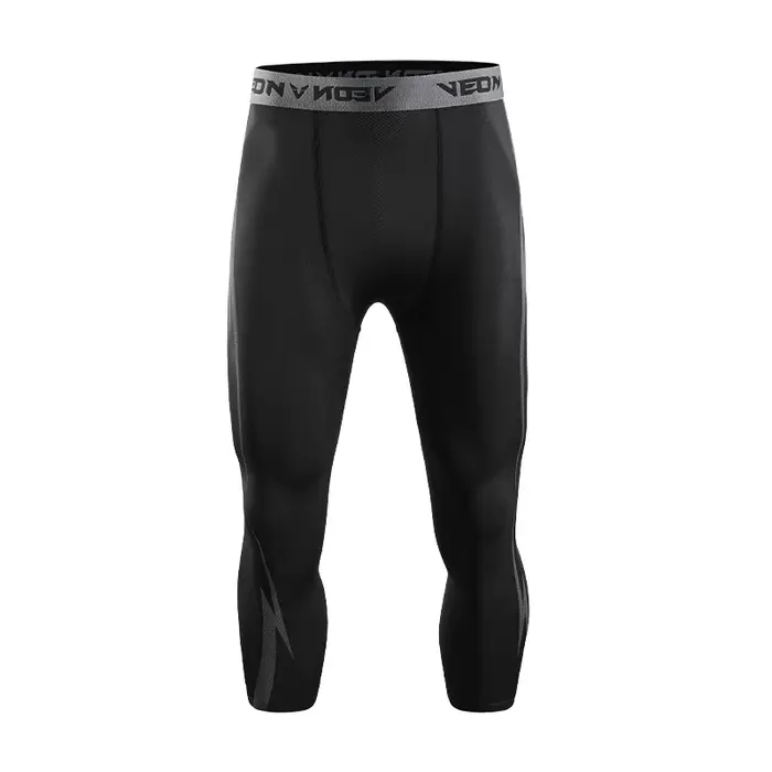 Pantalon de Compression 3/4 pour hommes, Leggings athlétiques Capri secs et Cool, couche de base de 