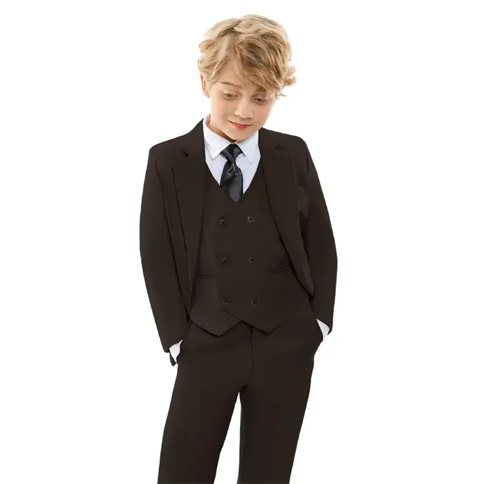 Ensemble Costume Marron Garçon Printemps Automne Nouveau Tenue Enfant Cérémonie Mariage Anniversaire