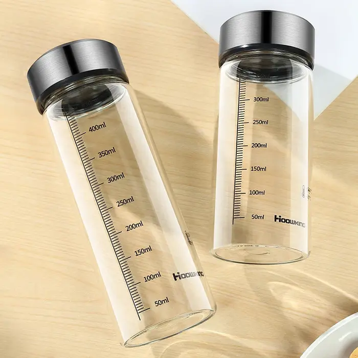 Bouteille d'eau en verre Portable, bouteille de lait chaud, tasse graduée avec couvercle, tasse de t