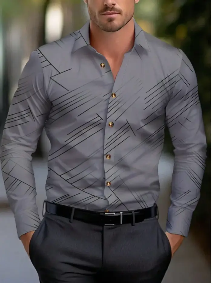 Costume chemise rose noir blanc décontracté extérieur couleur unie rayé confortable doux revers homm