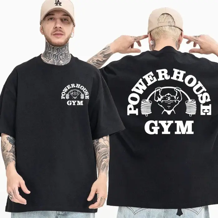 T-shirt graphique Powerhouse Fitness pour femmes et hommes, un T-shirt surdimensionné intéressant à 
