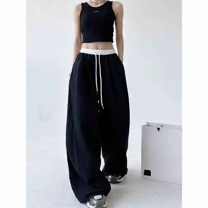 Pantalon à jambes larges pour femmes, avec cordon de serrage, gothique, Hip Hop, Cargo, chaud, assor
