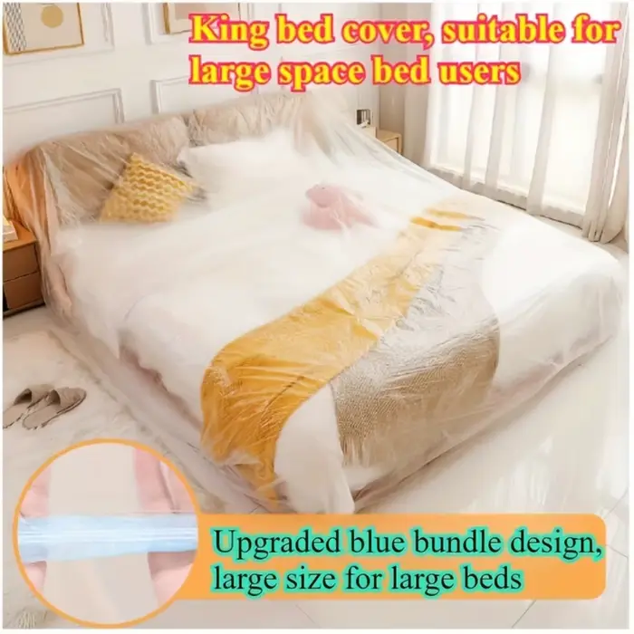 Housses de lit extra larges en plastique jetable pour matelas grands formats gain de place pour chambre à coucher usage quotidien et occasions spéciales
