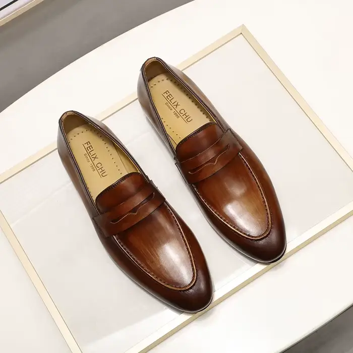 FELIX CHU hommes Penny mocassins chaussures en cuir véritable élégant fête de mariage chaussures hab