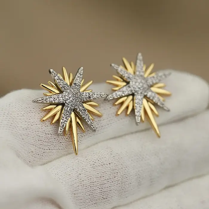 Boucles d'oreilles étoile en zircone pour femmes, nouveau Design de vue, marque de mode, fleur en cr