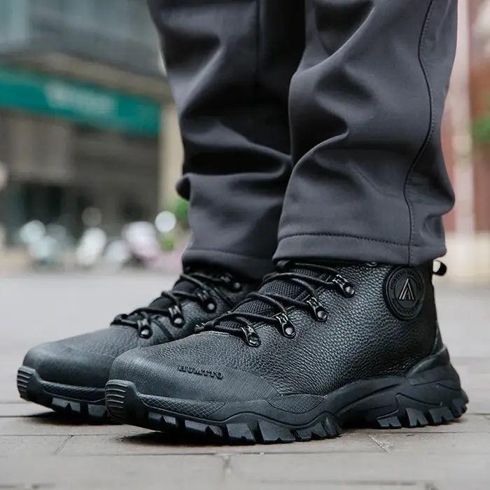 HUMTTO-Chaussures de Randonnée Respirantes pour Homme, Bottes en Cuir Imperméables pour l'Extérieur,