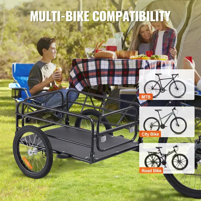 Remorque de vélo pliable 160 lbs avec roues 16" et réflecteurs pour vélos 22"-28" sécurité enfant occasions spéciales sorties en plein air