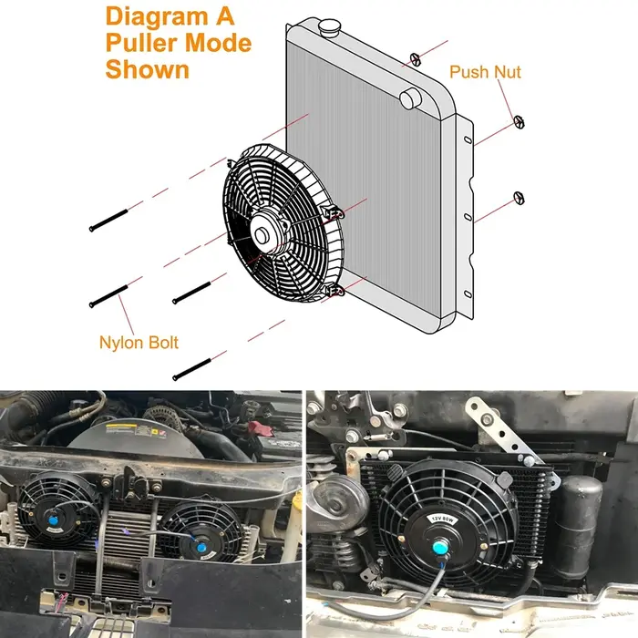 Universel 7/9/10/12/14/16 pouces 12V 80W 2100 tr/min voiture climatisation radiateur électronique ve