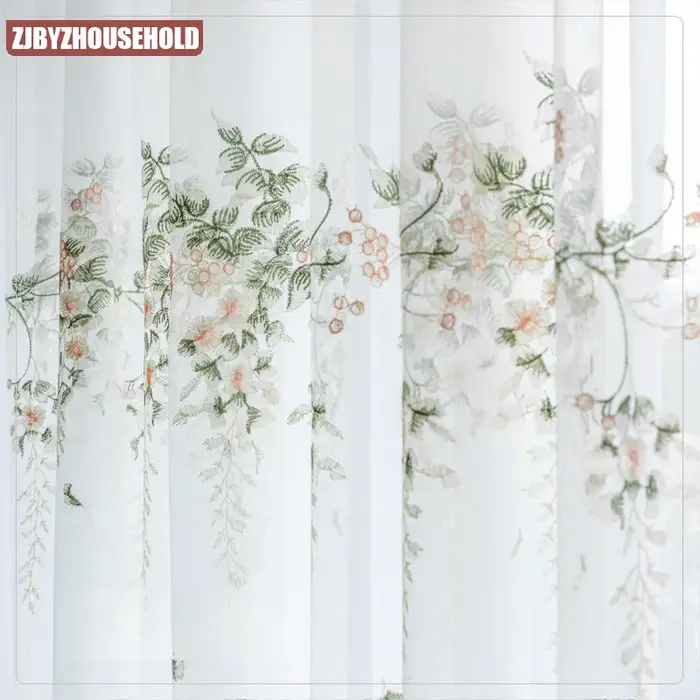 Rideaux en Tulle à fleurs brodées européennes, 1 pièce, pour salon, chambre à coucher, balcon, Voile