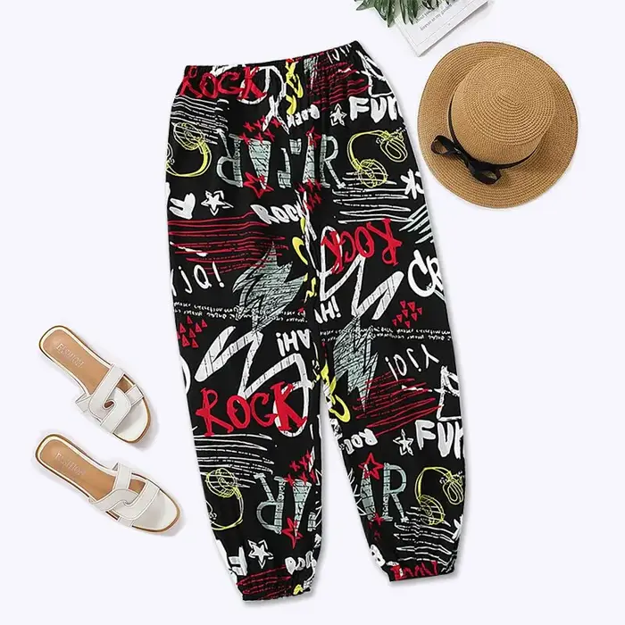 Femmes décontracté ample confortable pantalon élastique pantalon pieds sarouel pantalons de survêtem