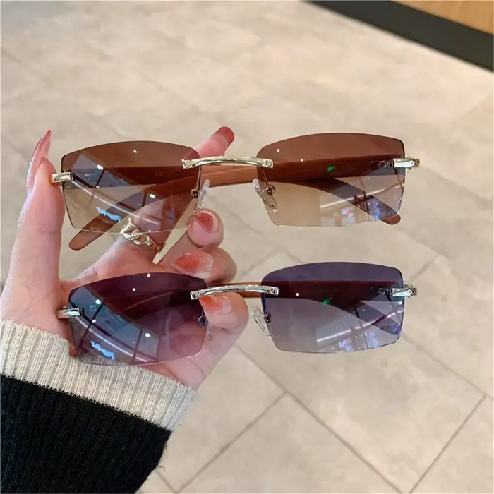 ChimPunk-Lunettes de soleil rectangulaires sans monture pour hommes et femmes, nuances de conduite, 