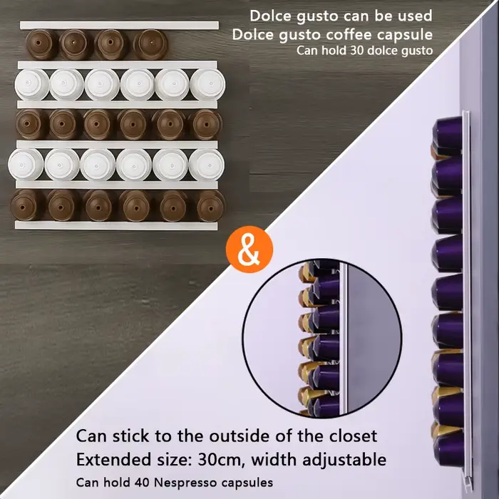 Support de rangement pour ensemble de capsules de café 6 pièces, support mural adhésif sans poinçon 