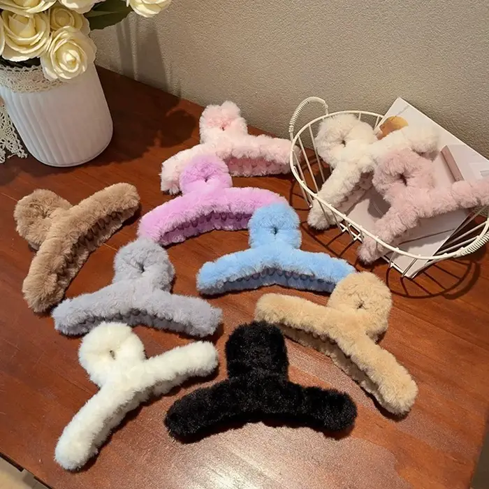 Griffe en peluche pour femmes, Barrette en forme de crabe acrylique élégante, épingle à cheveux, acc