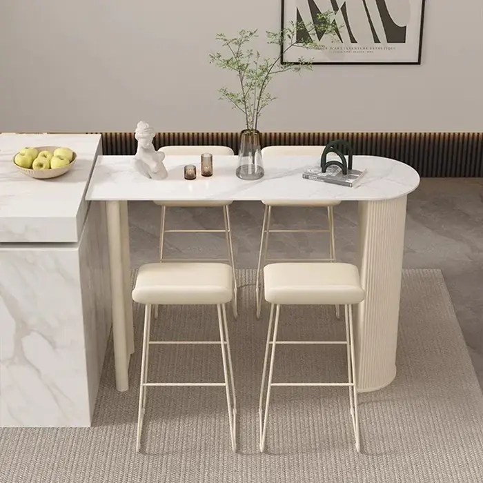 Table De Bar étroite en marbre blanc, minimaliste, Design carré sur pied, Table à manger, Partion Mu