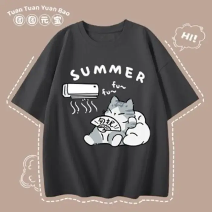 M-8XL été hommes T-shirt surdimensionné coréen décontracté Style ample chaton soufflant ventilateur 