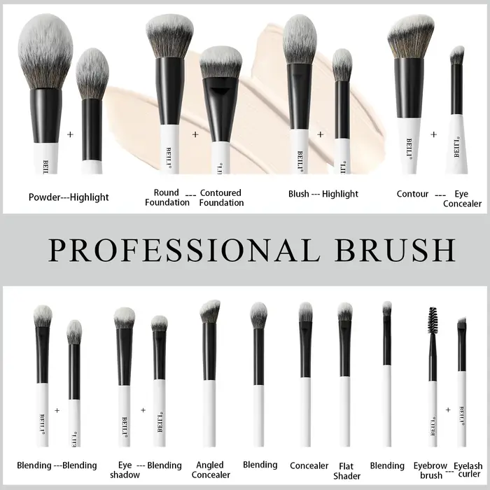 BEILI – ensemble de pinceaux de maquillage professionnels à double extrémité, 12 pièces, pour Contou