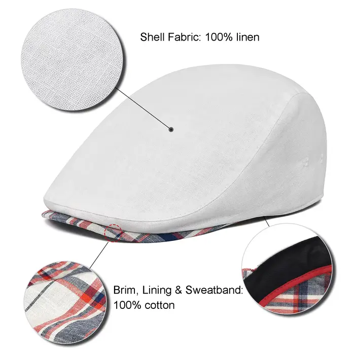 Casquette plate en lin 100 % pour homme JGNGOUL, style Gatsby, pour l'été, conduite, décontractée, f