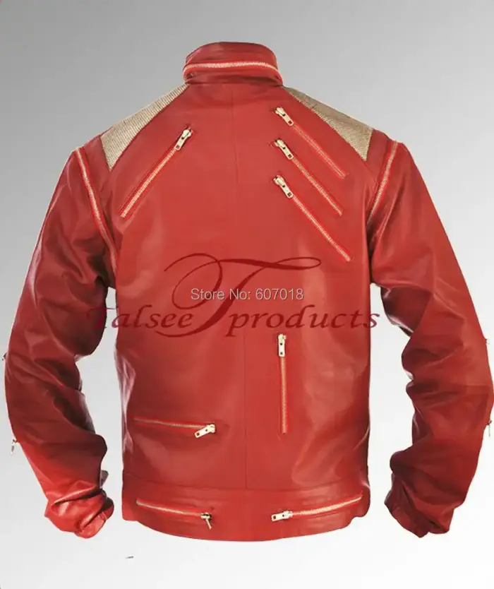 Rare classique MJ MICHAEL JACKSON CUSTOM Classic Beat It MV veste en cuir rouge à fermeture éclair