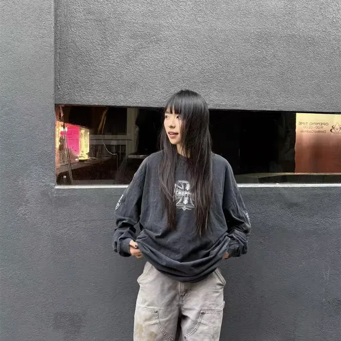 Yao mode Streetwear luxe Vintage ample Baggy haute rue Sport automne haute qualité coton à manches l