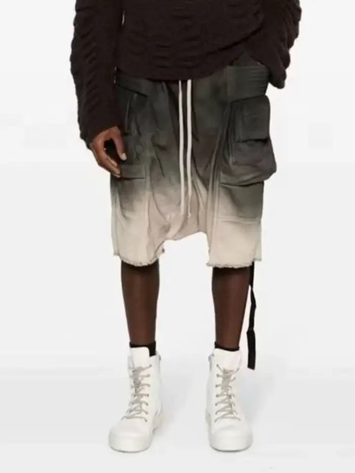 Shorts Harem à double anneau dégradé délavé MIJKO, coupe décontractée et confortable pour hommes 848