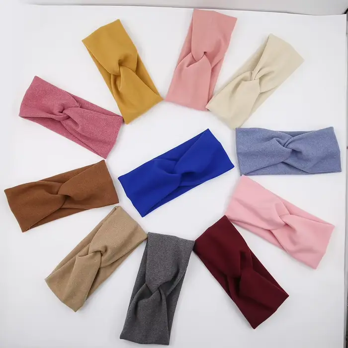 5 pièces/lot solide torsion bébé filles bandeaux cachemire à la main élastique bandeaux automne hive