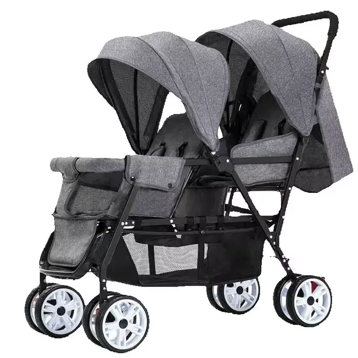 STOCK ue poussettes jumeaux Double enfants deux sièges poussettes chariot pliable vente en gros bébé