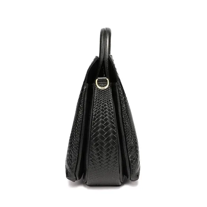 Sac à Main à Motif Tissé Noir pour Femme, Sacoche Décontractée, Polyvalente, Luxueuse, à la Mode