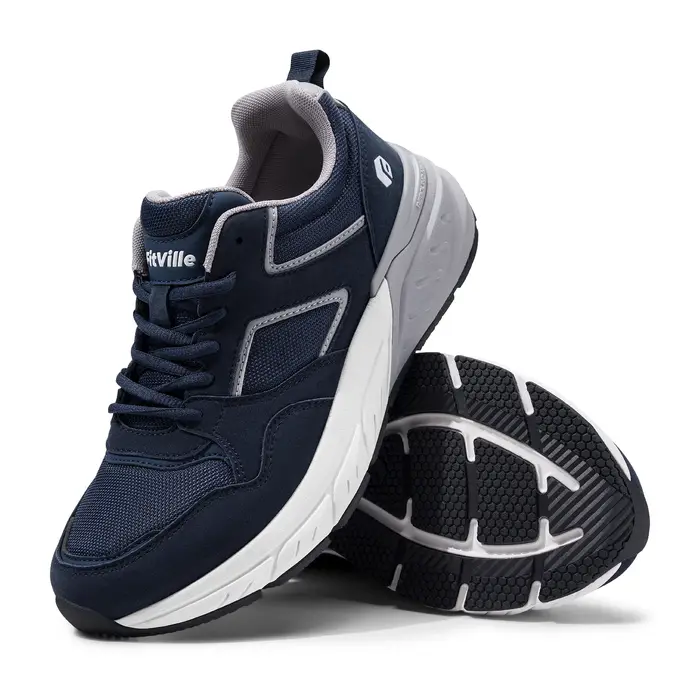 FitVille nouvelles chaussures de course pour hommes 4E baskets large largeur avec Support de voûte p