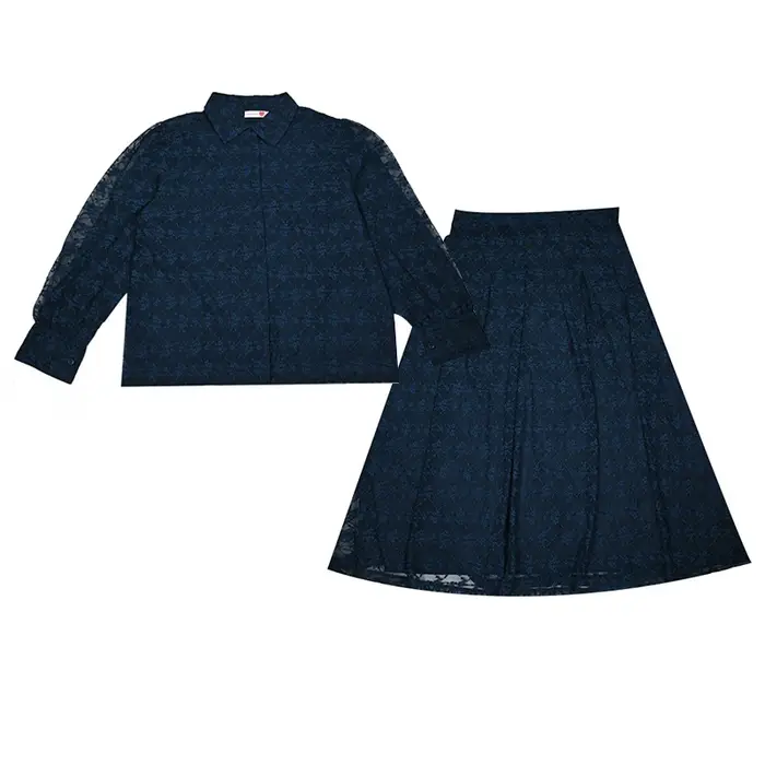 Ensemble 2 pièces Tenue de Shabbat XS-3XL Chemise à manches longues et jupe longue élégante en maill