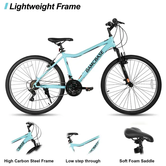 Hiland-VTT à 21 vitesses avec fourche à suspension pour homme et femme, cadre en acier, violet, vert