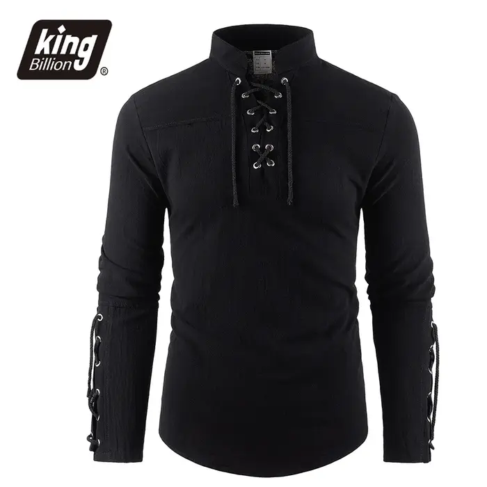 Robe de Pirate médiévale pour hommes, Streetwear élégant, Style gothique d'halloween, hauts à col en