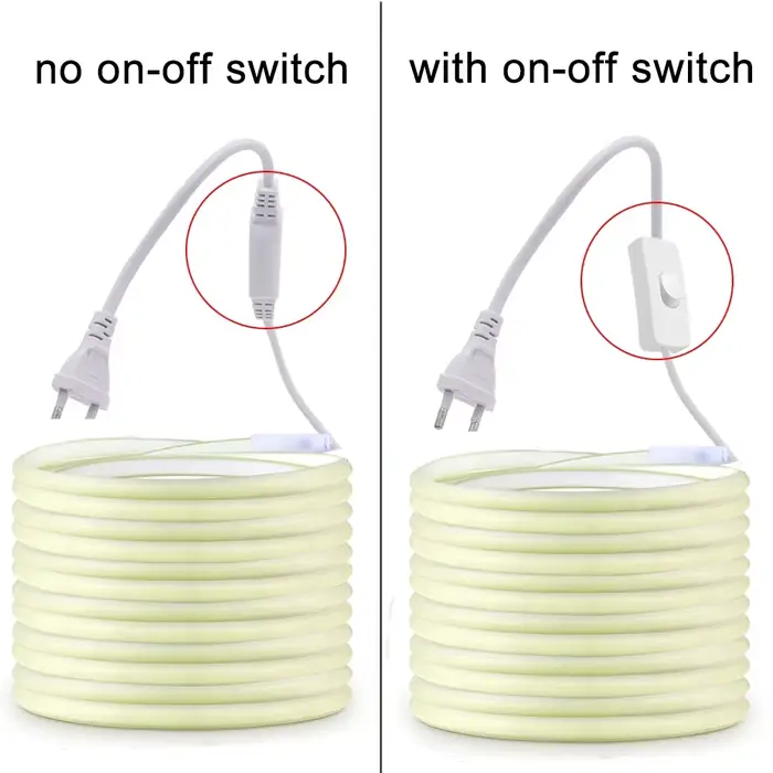 Bande LED COB étanche 220V avec interrupteur marche/arrêt, ruban Flexible pour chambre à coucher, cu