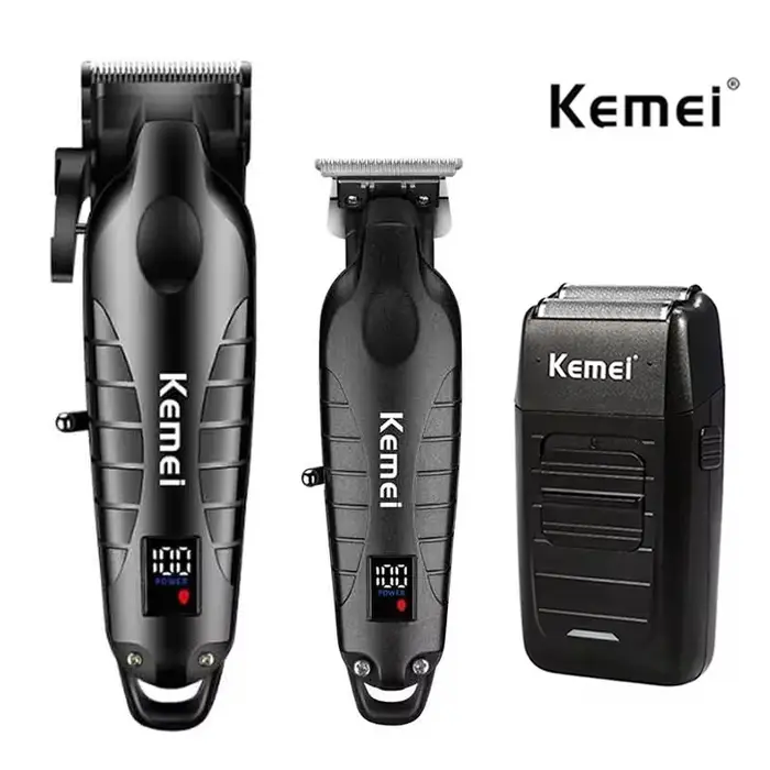 Kemei Kit de tondeuse à cheveux pour hommes, rasoir électrique, tondeuse à cheveux, machine de décou