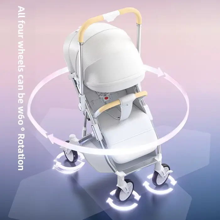 Poussette bébé vue haute peut s'asseoir ou s'allonger bidirectionnelle absorbant les chocs pliable P