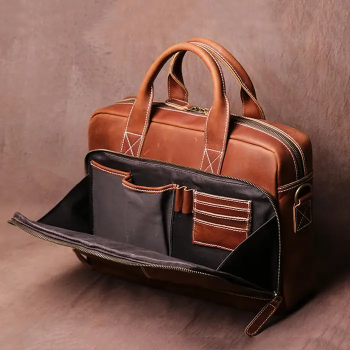 LEATHFOCUS – porte-documents en cuir véritable pour homme, sacoche Vintage pour ordinateur portable 
