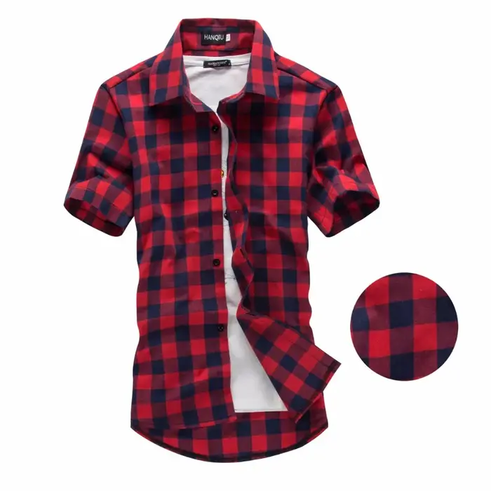 Chemise à carreaux rouge et noire pour homme – Nouvelle collection été 2026 – Chemise homme à manche