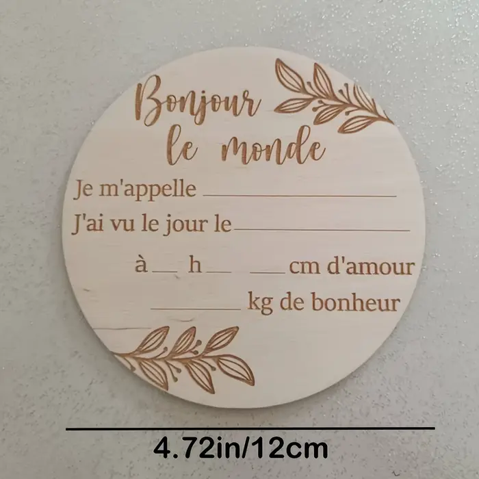 1 pièce bébé nouveau-né panneau de bienvenue en bois sculpté design "Hello World" baby shower bois n