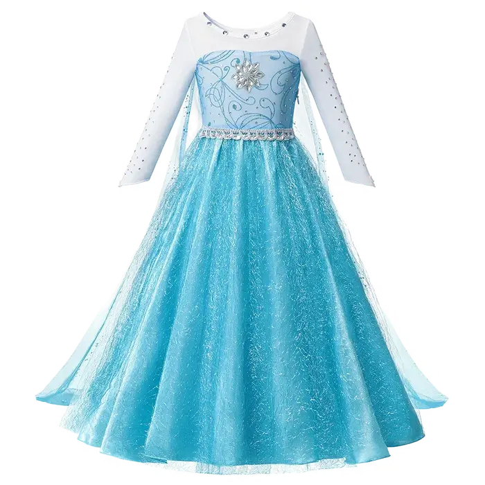 Robe princesse Elsa 2025 costume cosplay carnaval fantaisie fille déguisement anniversaire thème spectacle imagination jeu héroïne glaciale