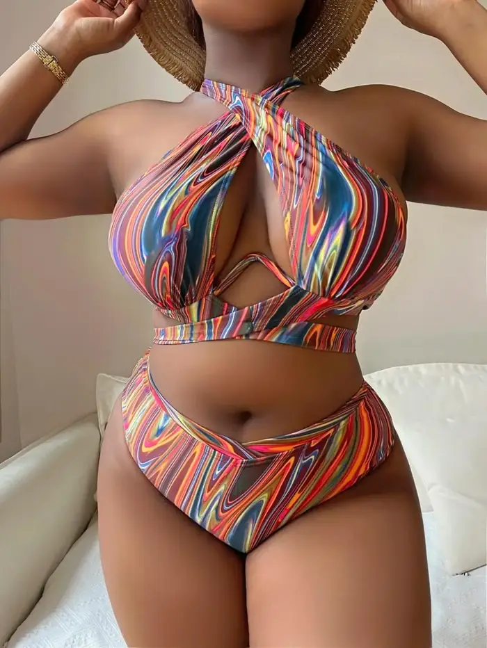 Maillot de bain imprimé push-up 2026 pour femme, grande taille, taille haute, pour la plage et la na