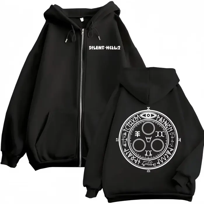 2025 Limited Silent Hill Game Print Zipper Hoodies Haute Qualité Mode Zip Up Pulls Hommes Femmes Déc