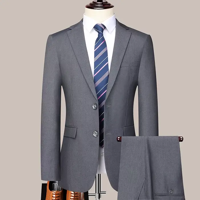Costume (Blazer + Pantalon) Homme – Décontracté, Formel, Affaires, Élégant, Couleur Unie, Pour Toute