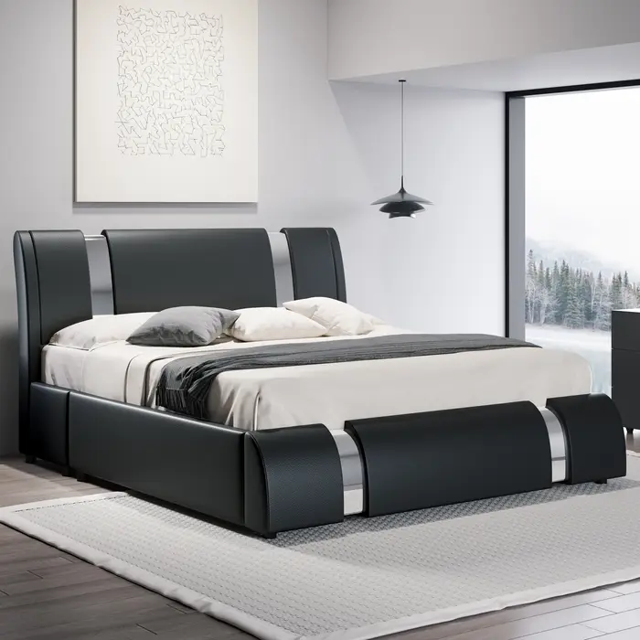 Cadre de lit moderne en similicuir OMIC pour salle de bain, planche de sauna réglable, décor de pièc