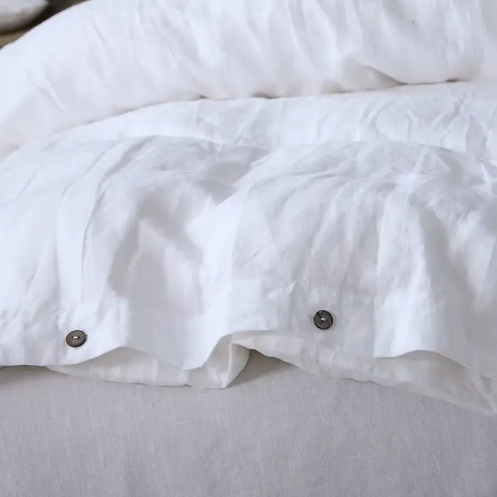 Housse de couette 100% lin français naturel, douce et confortable, Queen, Textile de maison Durable 