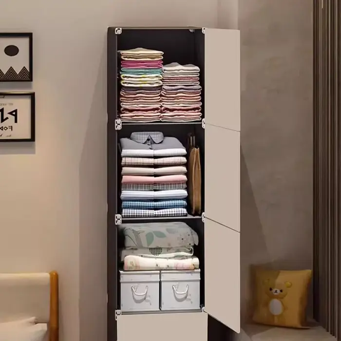 Placard de rangement en bois pour salon, tissu minimaliste nordique, étagères de garde-robe, organis