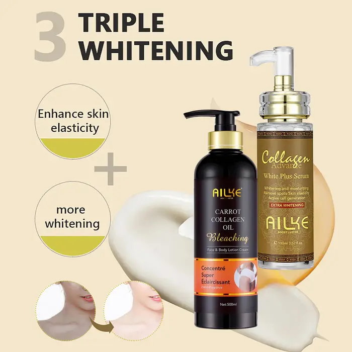 Essence éclaircissante filtrée au collagène, utilisée pour le visage et le corps, éclaircir la peau,