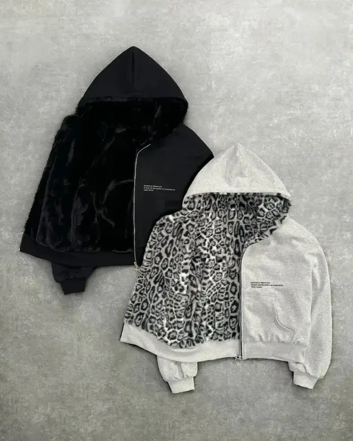 Hip-hop nouveaux vêtements double face Harajuku rétro imprimé léopard à la mode ample sweat à capuch