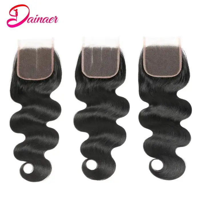 Perruque Lace Closure Wig indienne Remy, cheveux naturels, Body Wave, 4x4, 12-22 pouces