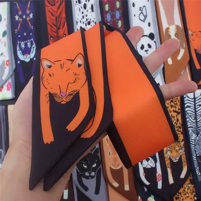 Foulard en soie fin imprimé animal 17 couleurs, nouvelle collection 2024, pour femme, marque de luxe