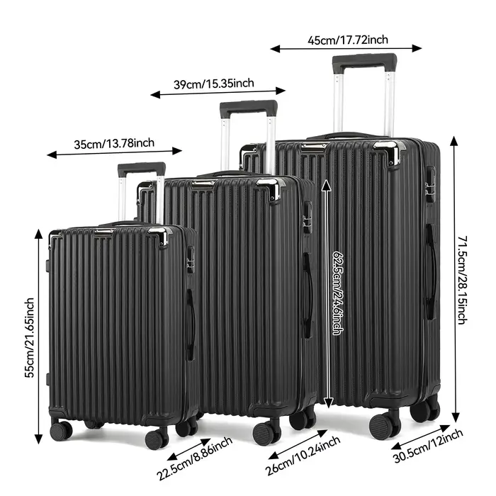 Ensemble de valises Anajqaqia 3 pièces, valise en ABS avec roulettes 360° °   Roues pivotantes et po